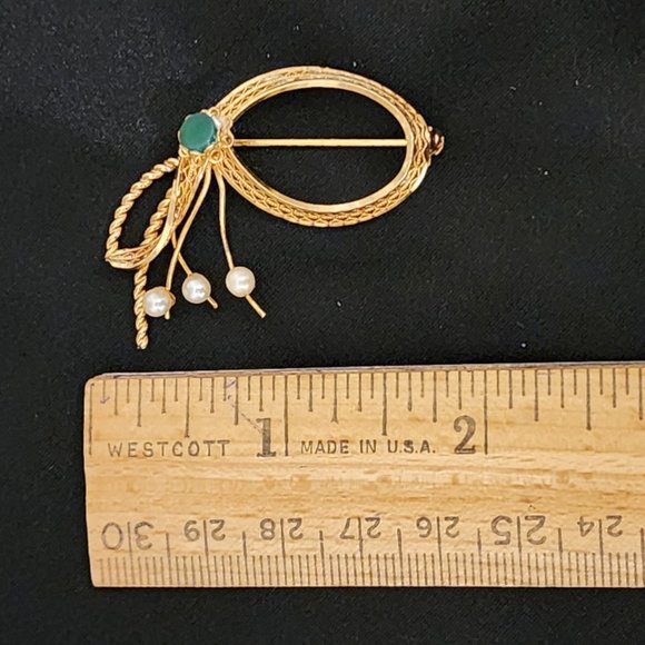 Vintage Art Nouveau Style Brooch with Faux Pearls - Picture 4 of 5